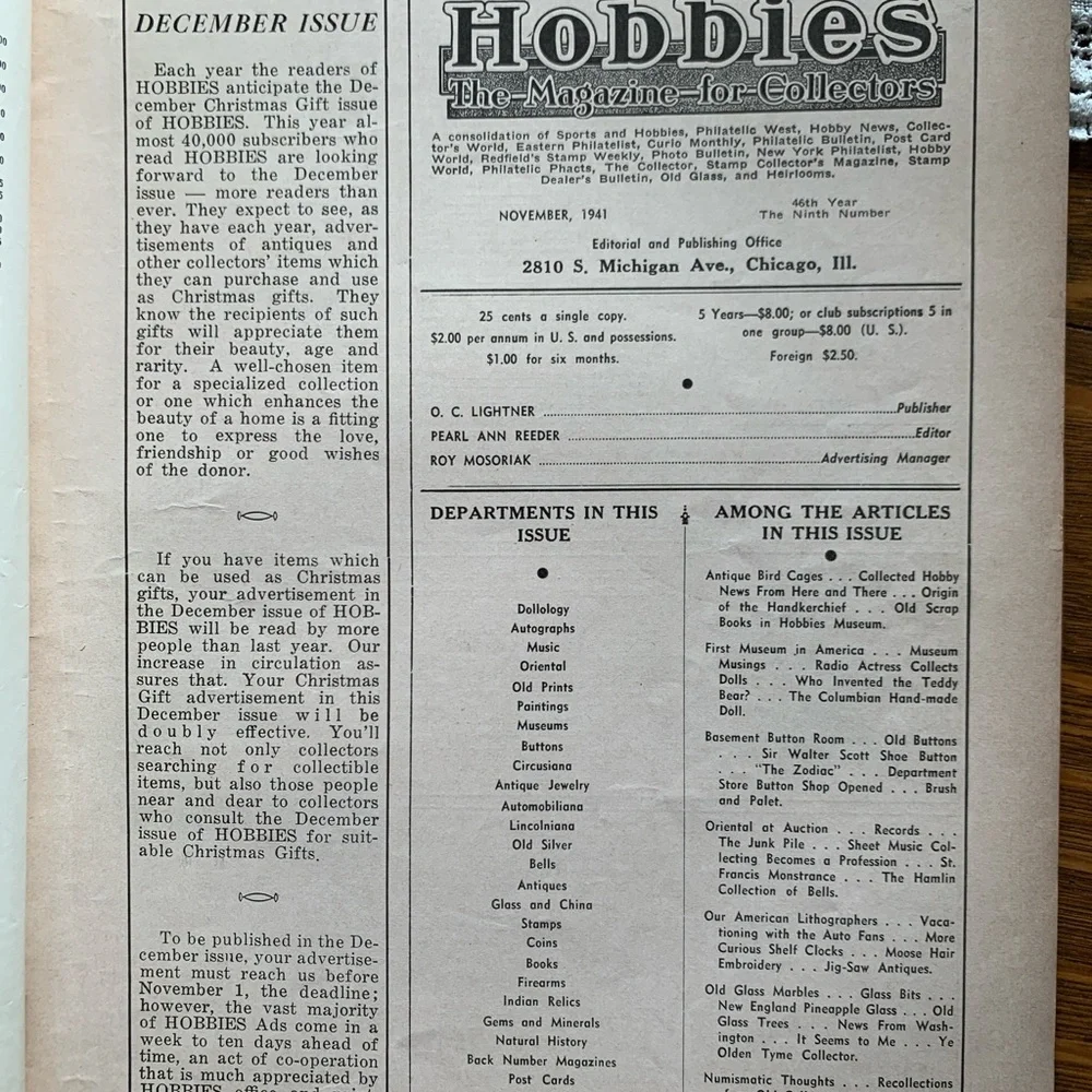 ! Vintage 2 HOBBIES magazines. Nov 1941 & Aug 1942 “The Magazine-for-Collectors” - Picture 4 of 16